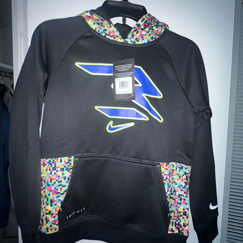 Nike Boys Black Tee with Blue and Green Highlights